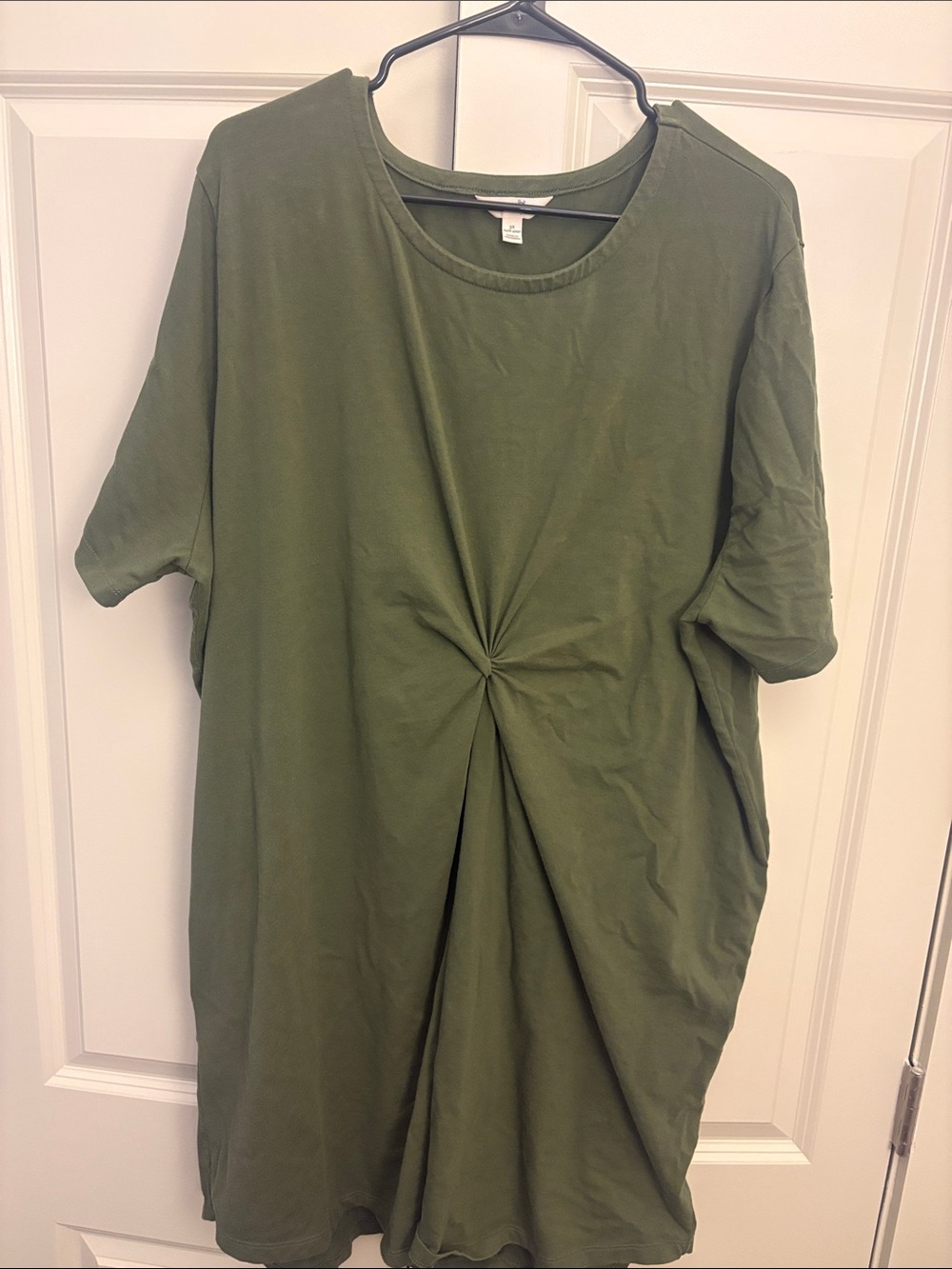Terra & Sky Olive Twist-Front Short Sleeve Top